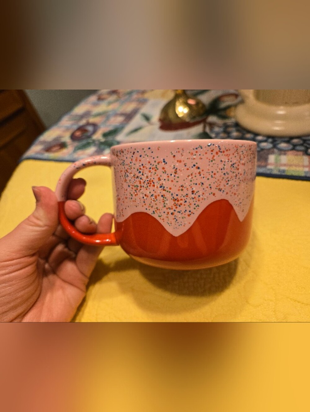 Starbucks 2024 Limited Edition Sprinkle Drip Mug 14 oz Pink & Red Speckled - Picture 4 of 6